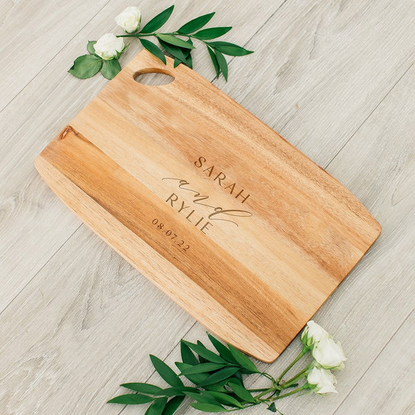 Rustic Chic engraved rectangle cutting & Serving board-Modern couple Design
