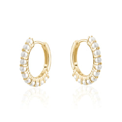 Pearl 18 K plated hoops