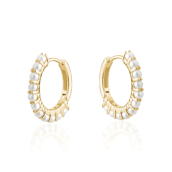 Pearl 18 K plated hoops