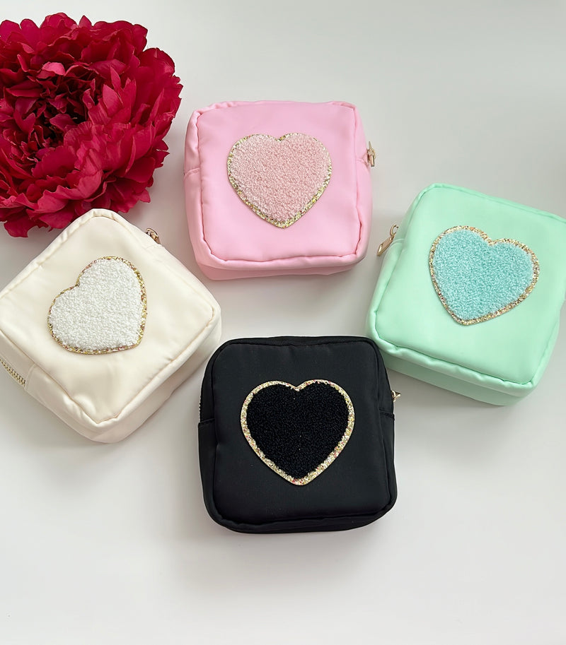 Cosmetic heart pouch small
