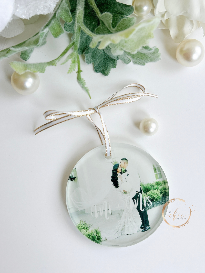 Personalized Round Clear Glass Christmas Ornament with Photo