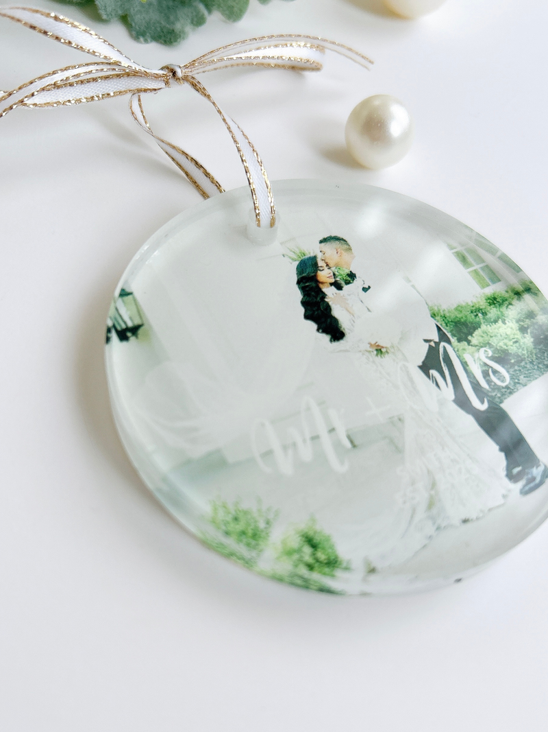 Personalized Round Clear Glass Christmas Ornament with Photo