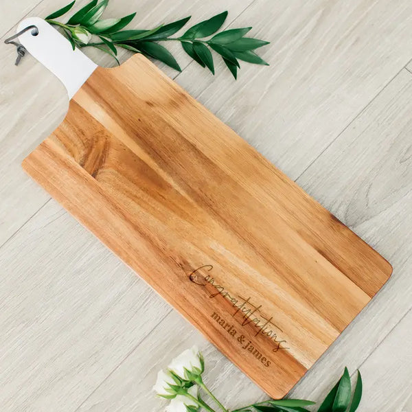 Rustic Chic engraved rectangle cutting board-custom text