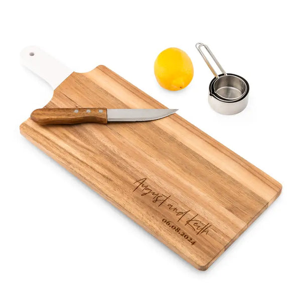 Rustic Chic engraved rectangle cutting board-custom text