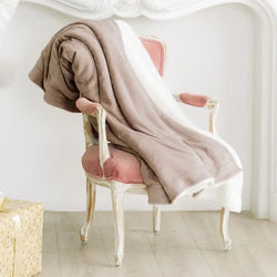 Embroidered plush blanket-throw