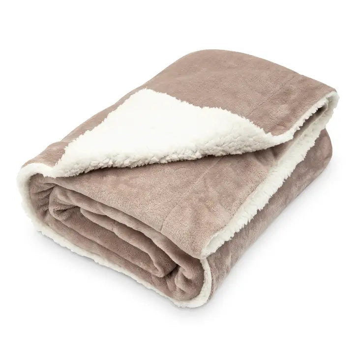 Embroidered plush blanket-throw