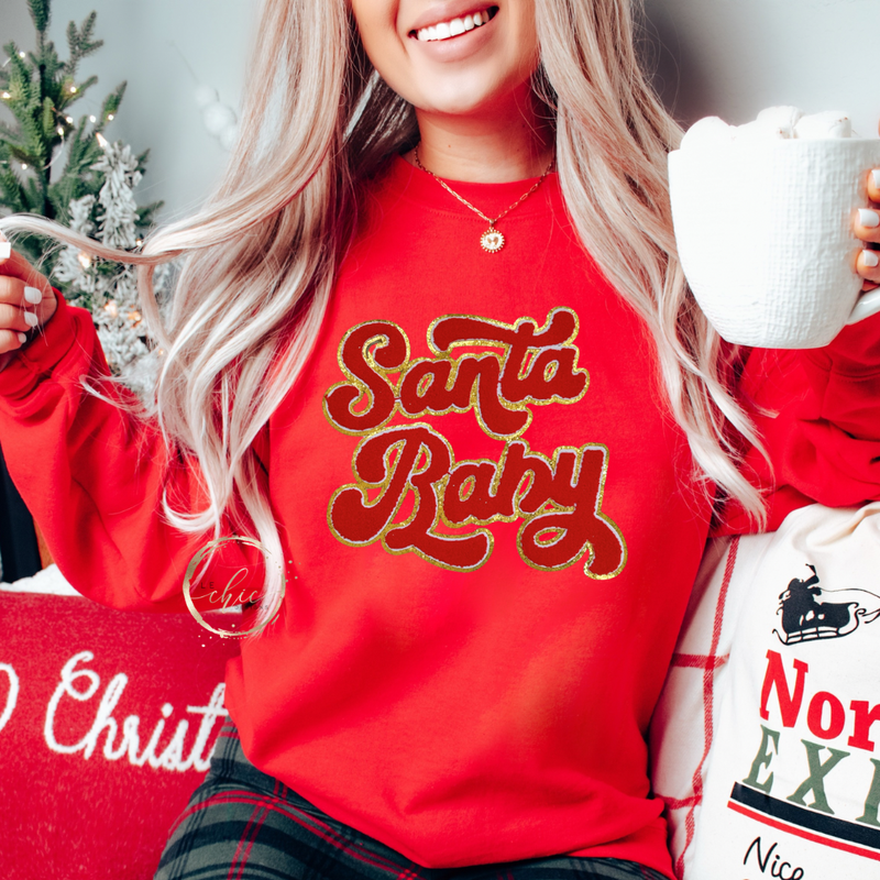 Santa baby red crewneck
