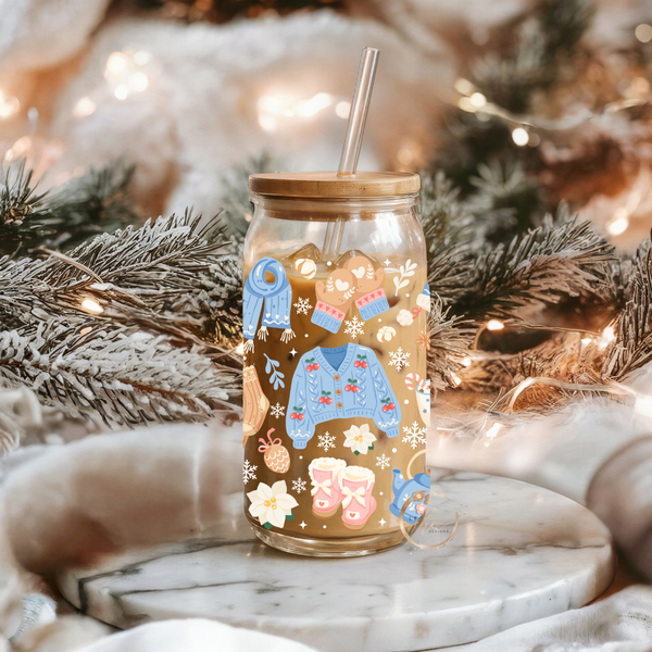 Glass 16oz Tumbler All things blue