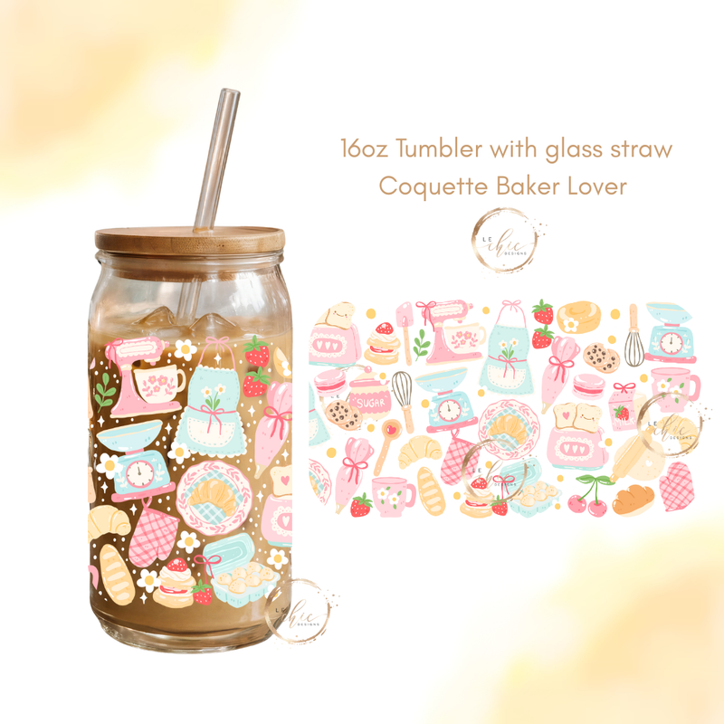 Glass 16oz Tumbler Baker lover