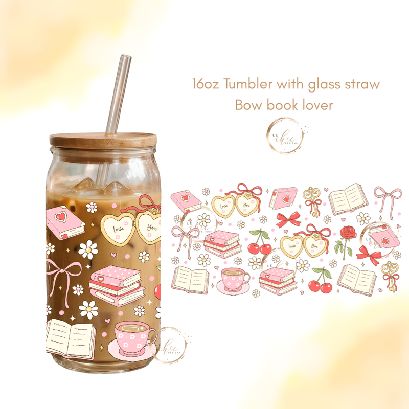 Glass 16oz Tumbler Book Lover
