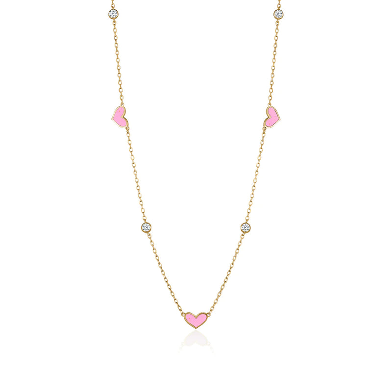 Love enamel CZ necklace