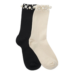 Ribbed pearl chic socks