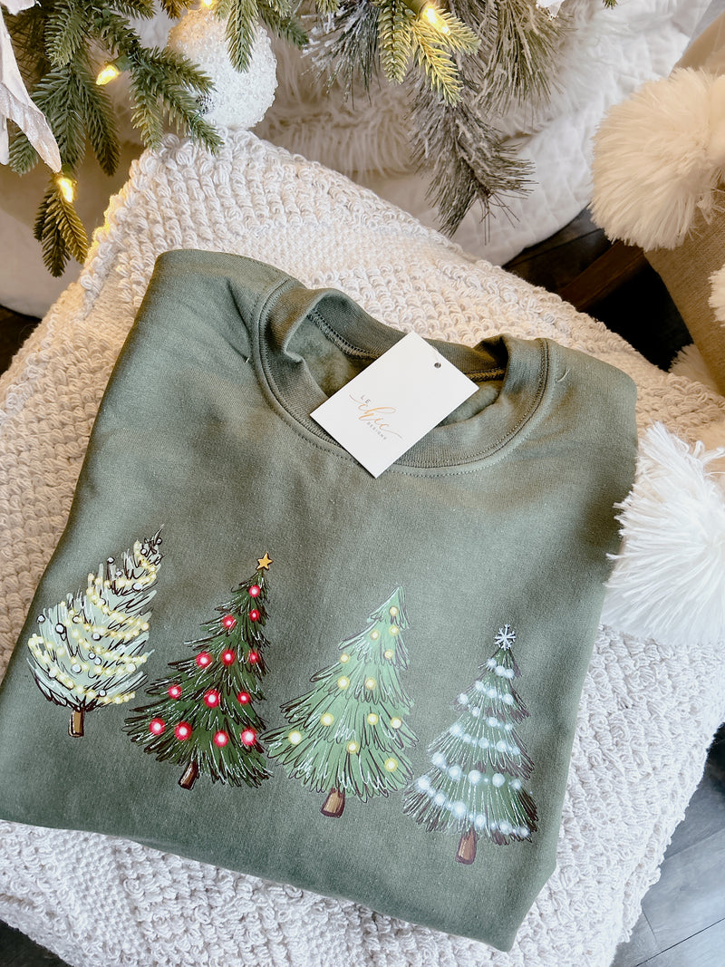 Whimsical tree crewneck