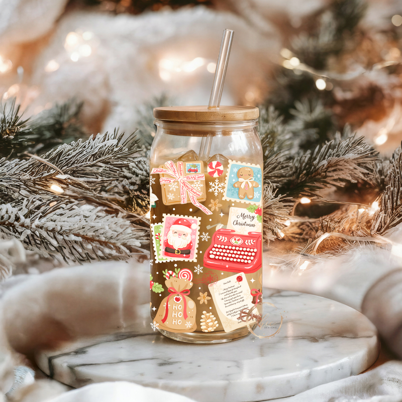 Glass 16oz Tumbler Santa's list