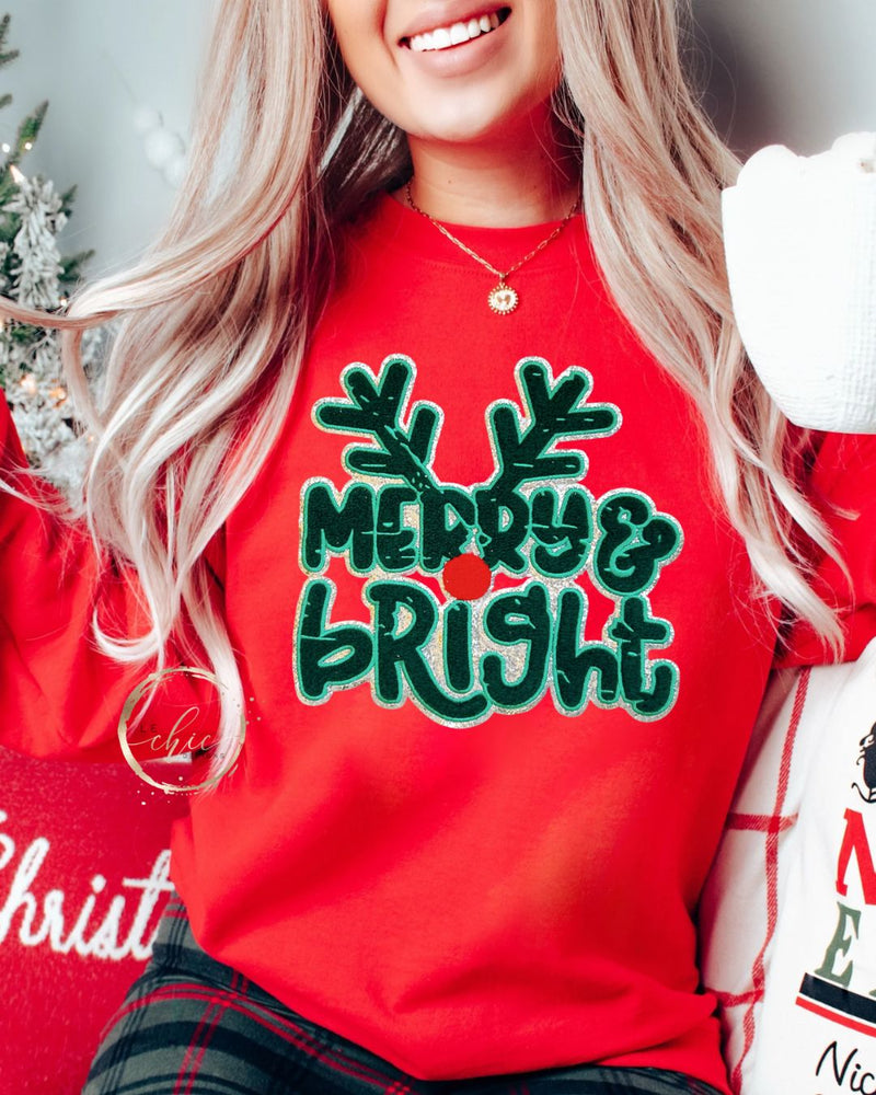 Merry & Bright Sequin patch crewneck