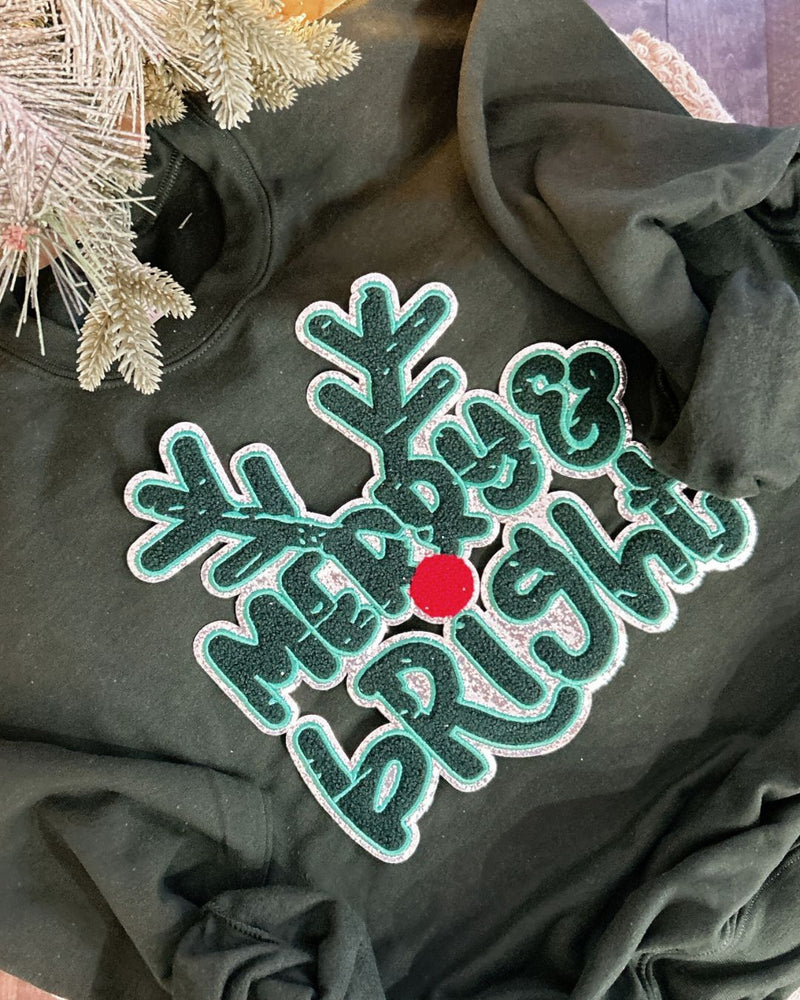 Merry & Bright Sequin patch crewneck