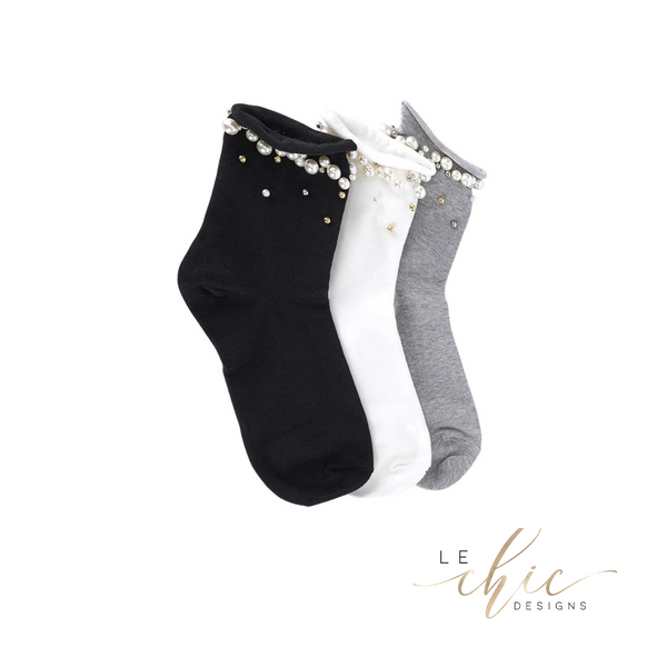 Crystal socks with pearls