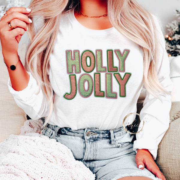 Holly Jolly sequin holiday crewneck