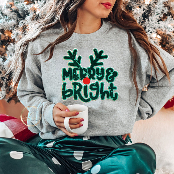 Merry & Bright Sequin patch crewneck