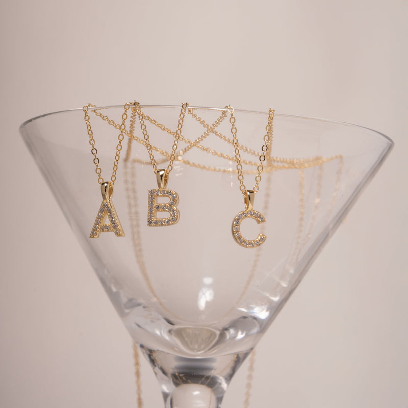 Initial necklace gold plated 18 k, sterling silver