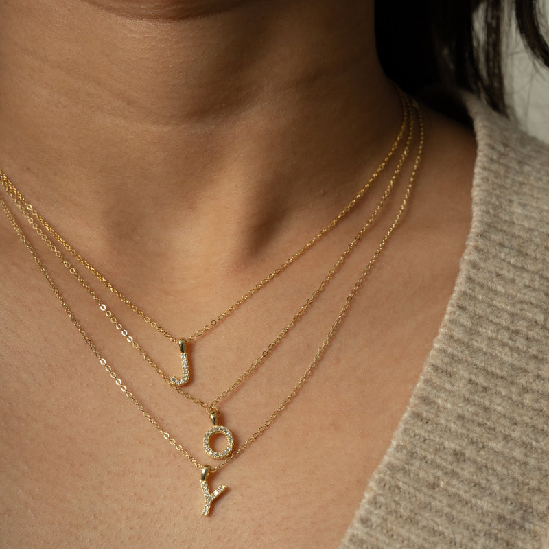 Initial necklace gold plated 18 k, sterling silver