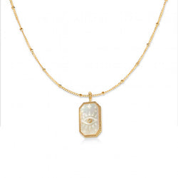 Gold Vermeil Evil Eye mother of pearl rectangular