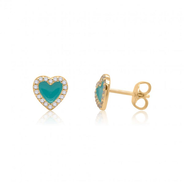 Gold vermeil heart turquoise studs
