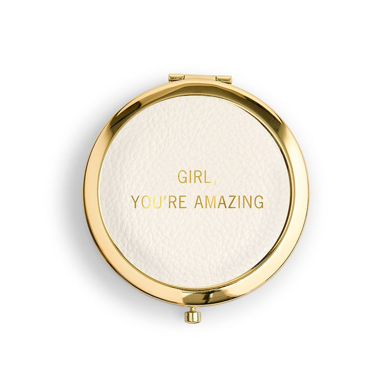 Girl, you're Amazing Vegan Leather Compact Mirror