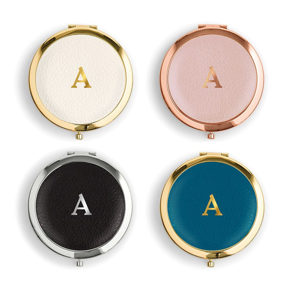 Initial Monogram Vegan Leather Compact Mirror