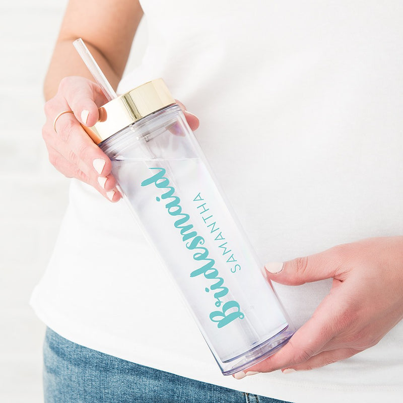 Bridesmaid Luxe Script Print Custom Drink Tumbler