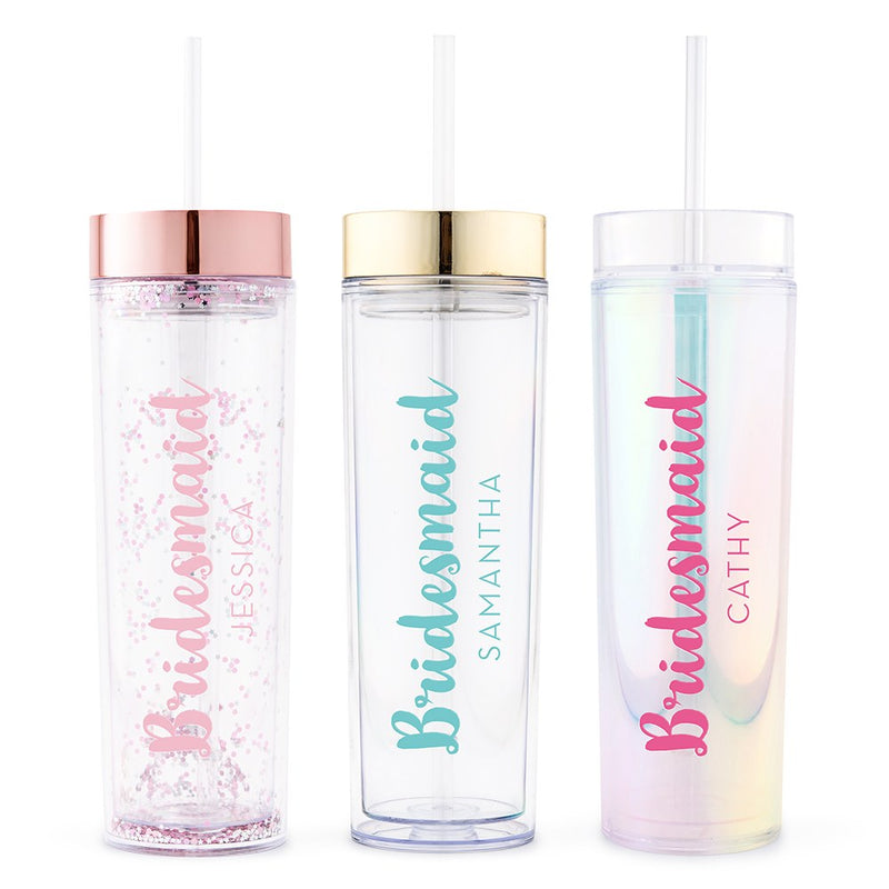 Bridesmaid Luxe Script Print Custom Drink Tumbler