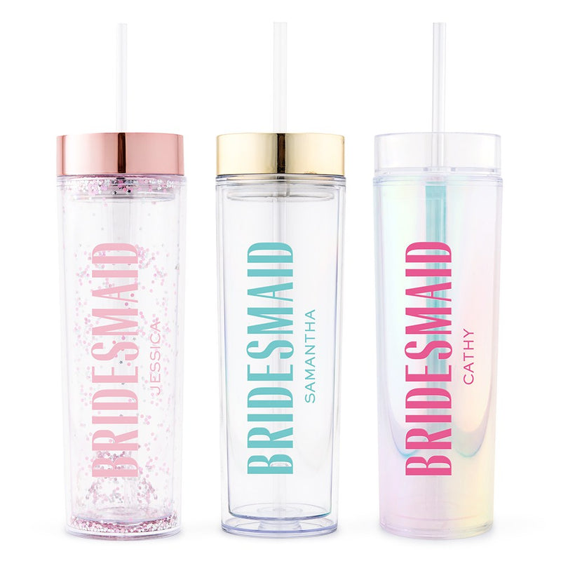 Bridesmaid Luxe Modern Print Custom Drink Tumbler