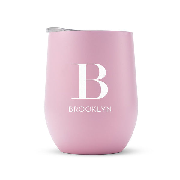 Modern Initial Stemless Stainless Steel Travel Tumbler