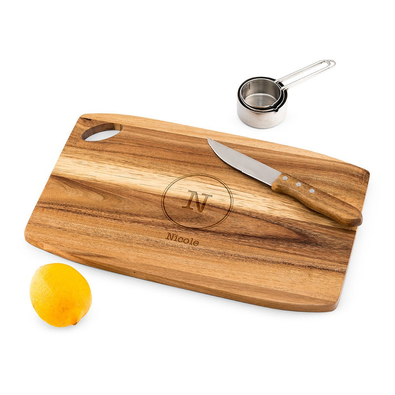Rustic Chic engraved rectangle cutting & Serving board-Monogram Design