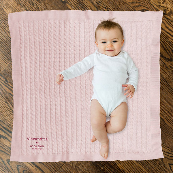 Cotton Knit Baby Blanket Heart