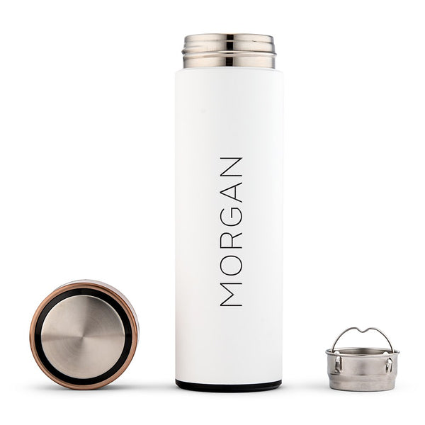 Personalized Stainless Steel Cylinder Travel Bottle - Contemporary Vertical
