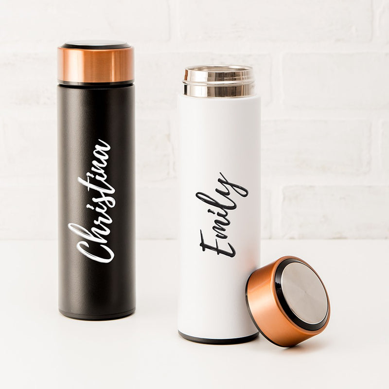 Personalized Stainless Steel Cylinder Travel Bottle - Calligraphy