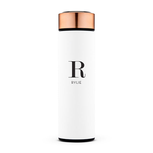 Personalized Stainless Steel Cylinder Travel Bottle - Modern Initial