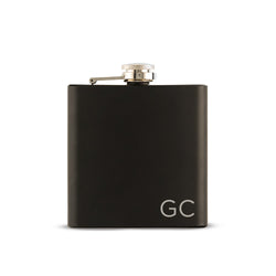 Black Initial Engraved Flask