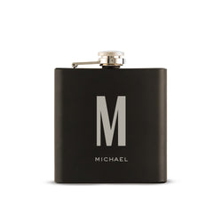 Black Modern Engraved Flask