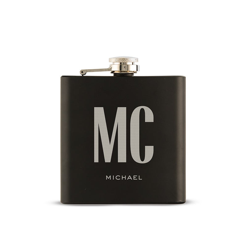 Black Modern Engraved Flask