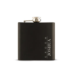 Black Engraved Flask-Groom