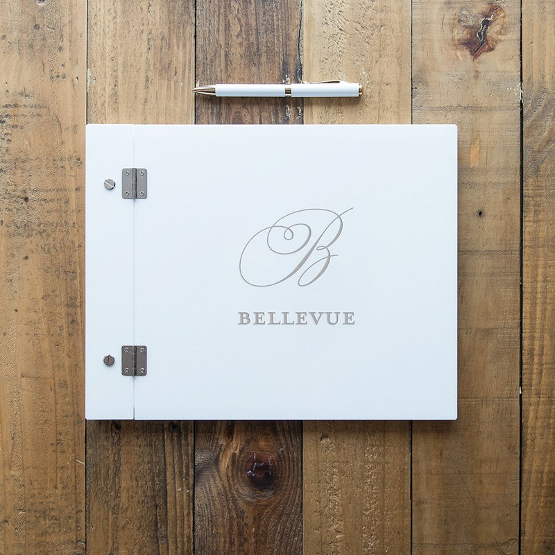 White Acrylic Monogram Guest Book