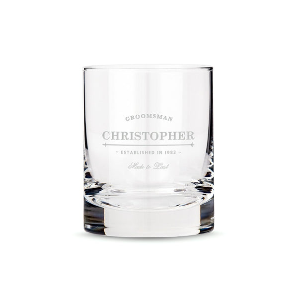 Personalized Old Fashioned Whiskey Glass-Groomsmen & Best Man