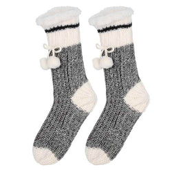 Black stripe Fluffy slipper socks