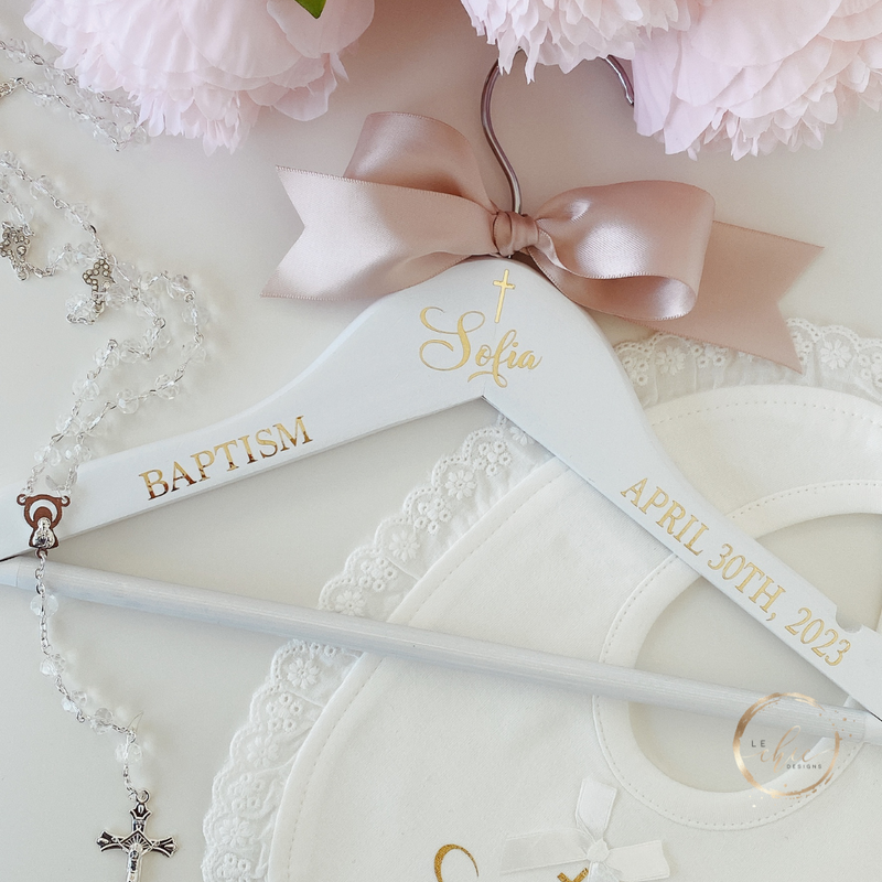 Baptism Hanger & Bib set-Keepsake Gift for Baptism