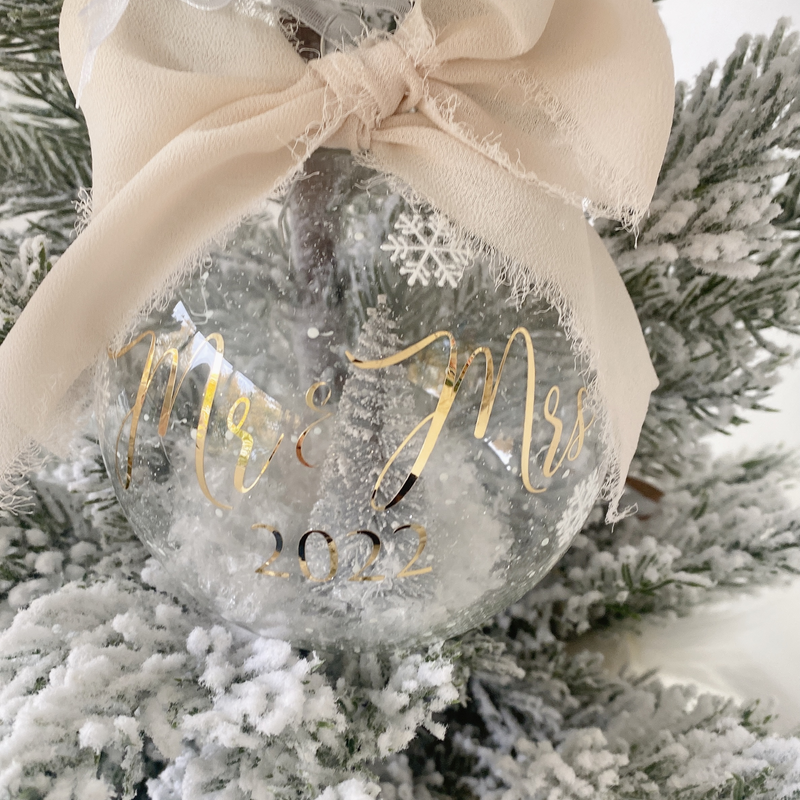 Round Glass Christmas Tree Ornament-Silver Tree