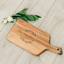 Wooden Paddle Cutting & Serving Board With Handle - Signature Script