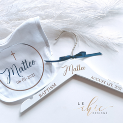 Baptism Hanger & Bib set-Keepsake Gift for Baptism