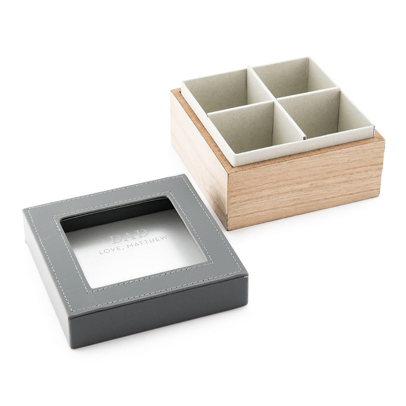 Wood and faux leather Keepsake box-Dad